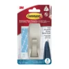 3M Command Modern Nickel Effect Large Single Bath Hook (Holds)2.2kg