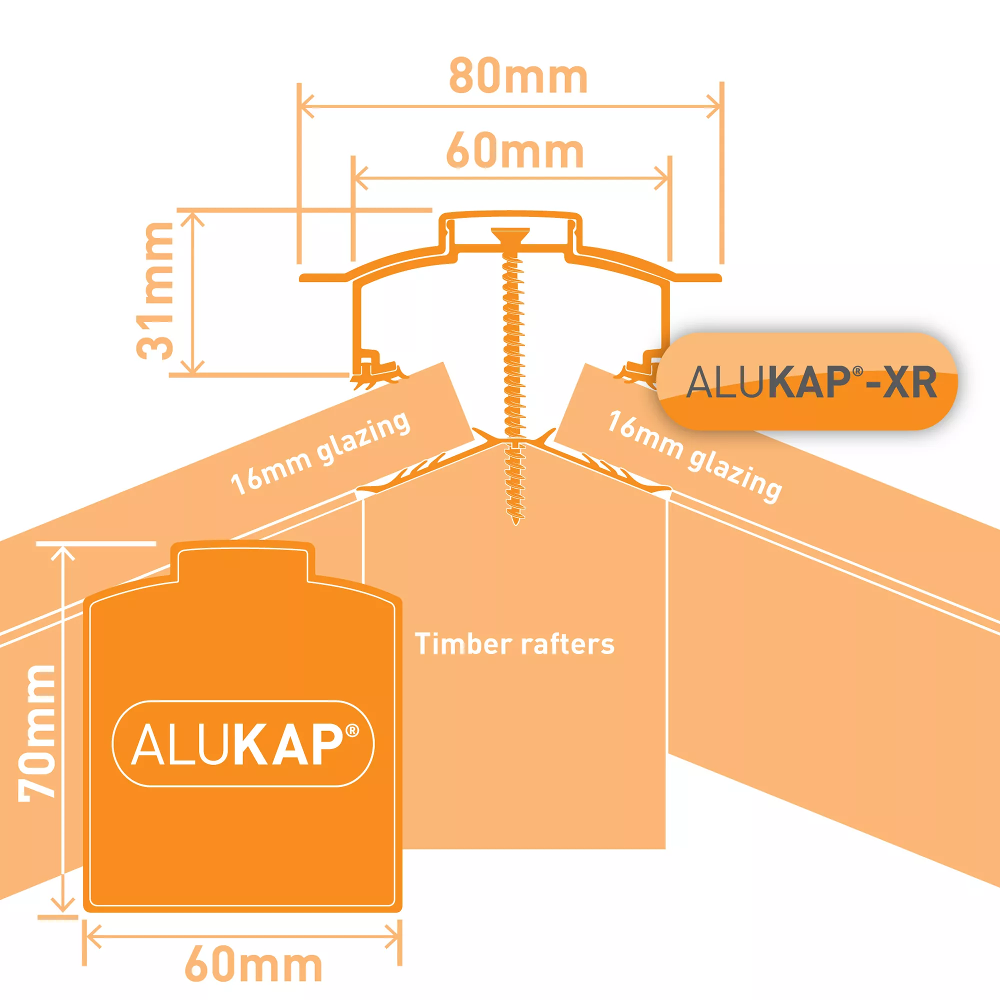 Alukap XR White Aluminium Glazing Bar, (L)4.8m (W)80mm (T)35mm 3 Alukap XR White Aluminium Glazing Bar, (L)4.8m (W)80mm (T)35mm - Image 3