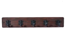 Antique Effect Pine Tudor 5 Hook Rail, (L)499mm