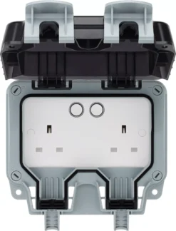 BG 13A Grey 2 Gang Outdoor Smart Weatherproof Switched Socket