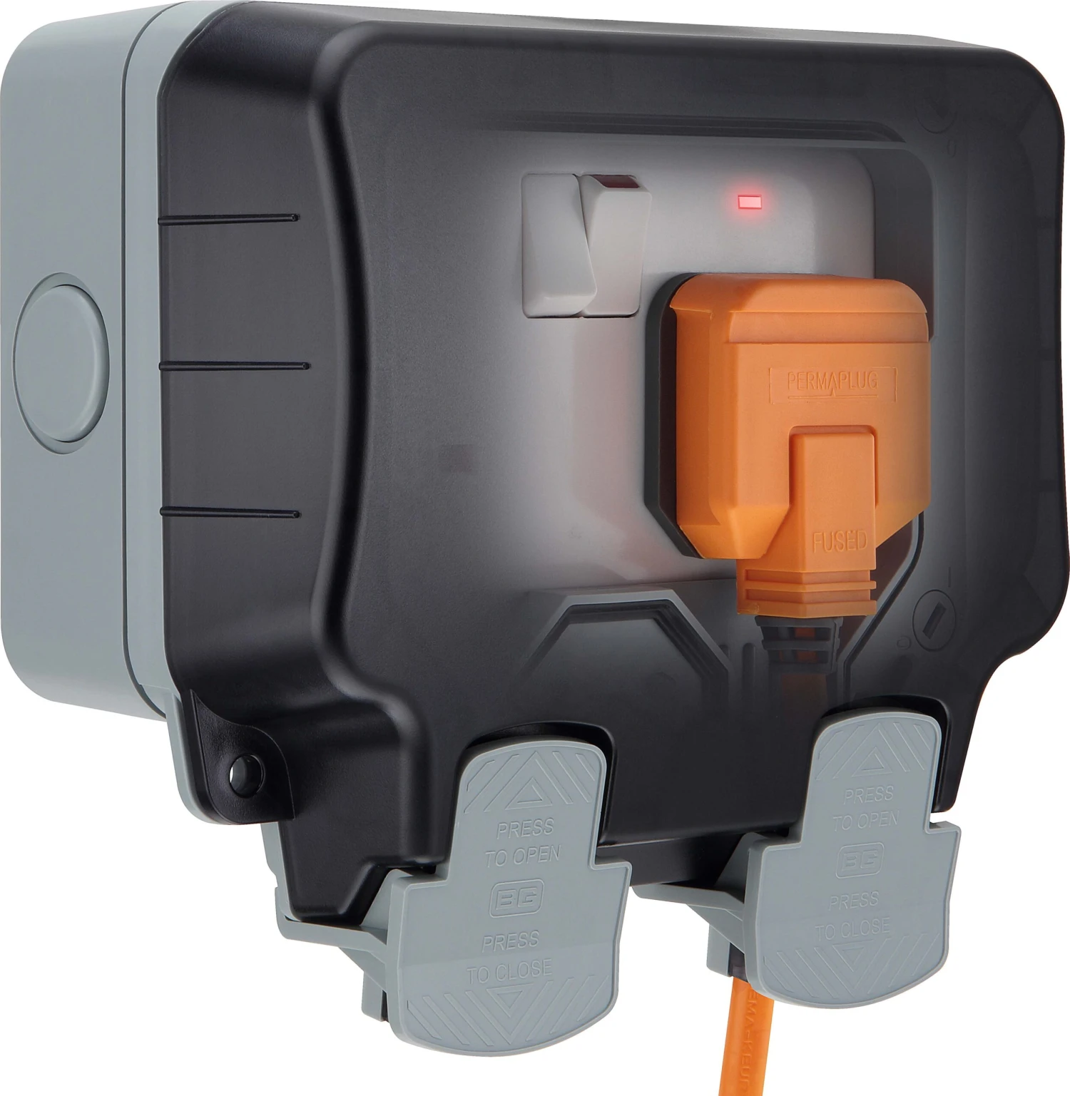 BG 13A Grey 2 Gang Outdoor Weatherproof Switched Socket 4 BG 13A Grey 2 Gang Outdoor Weatherproof Switched Socket - Image 4