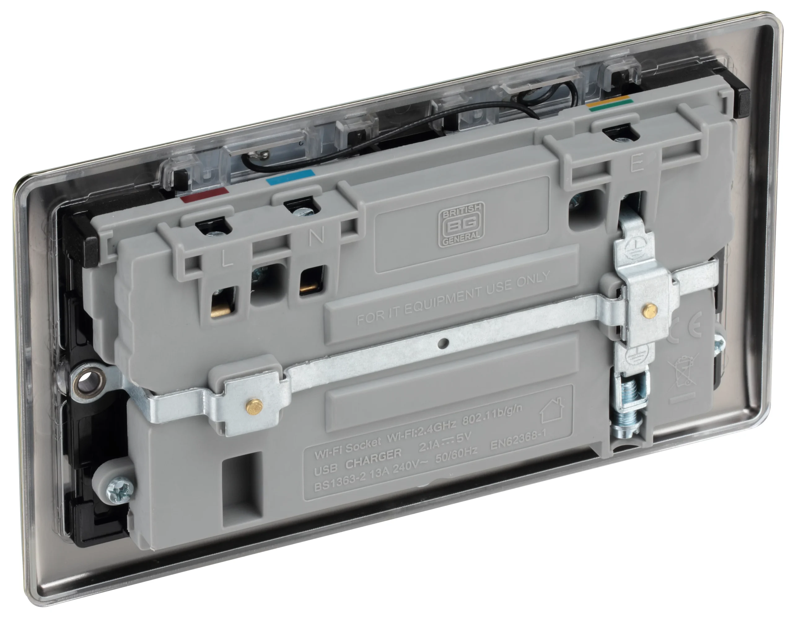 BG Antique Brass 13A Raised Slim Switched Double WiFi Extender Socket With USB 7 BG Antique Brass 13A Raised Slim Switched Double WiFi Extender Socket With USB - Image 7