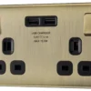 BG Antique Brass Double 13A Switched Socket With USB X2 3.1A & Black Inserts