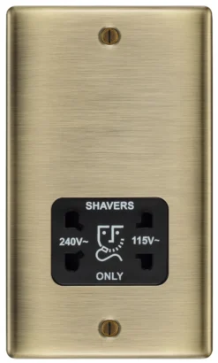 BG Antique Brass Double Screwed Shaver Socket