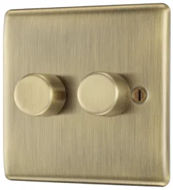 BG Antique Brass Profile Double 2 Way 400W Dimmer Switch
