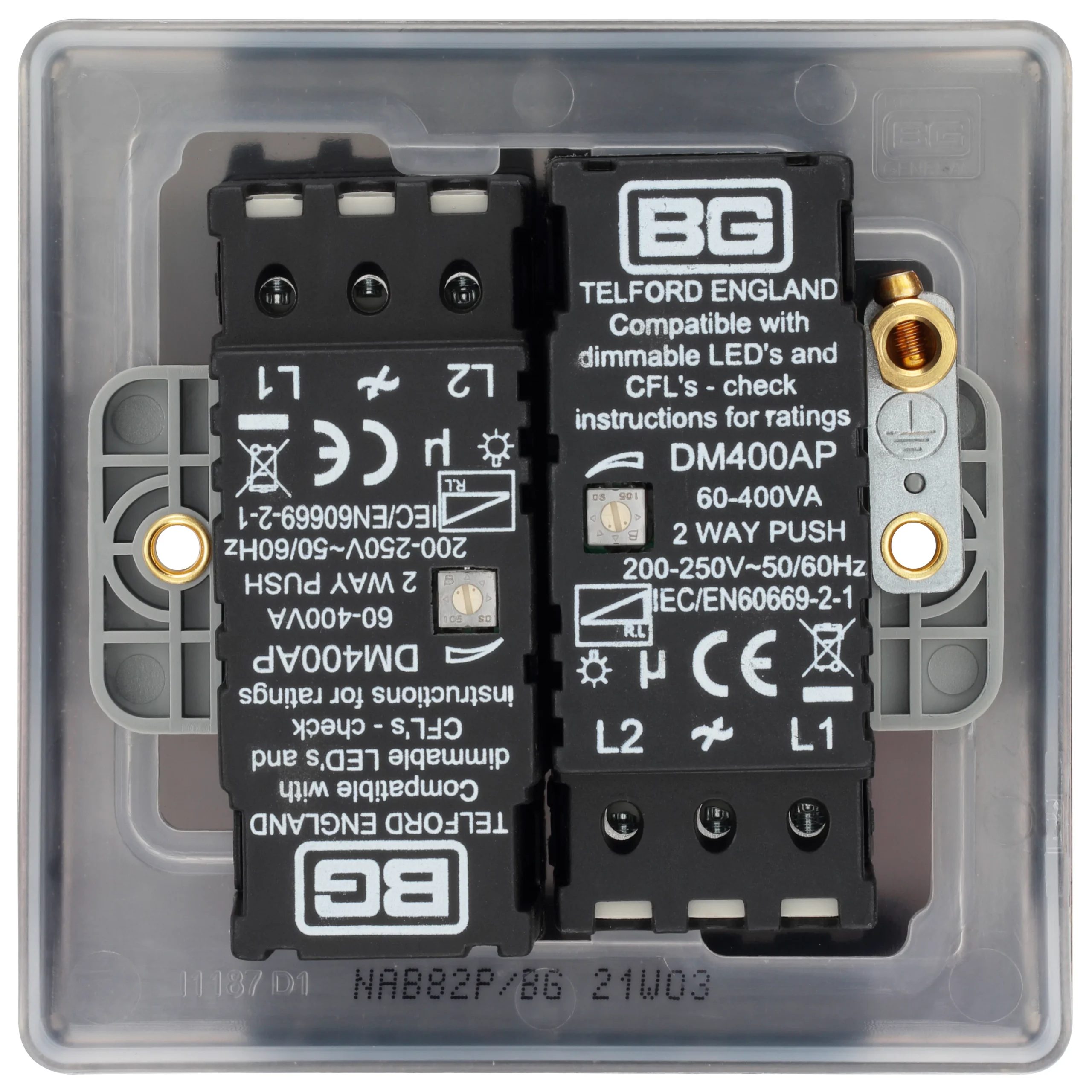 BG Antique Brass Profile Double 2 Way 400W Dimmer Switch 4 BG Antique Brass Profile Double 2 Way 400W Dimmer Switch - Image 4