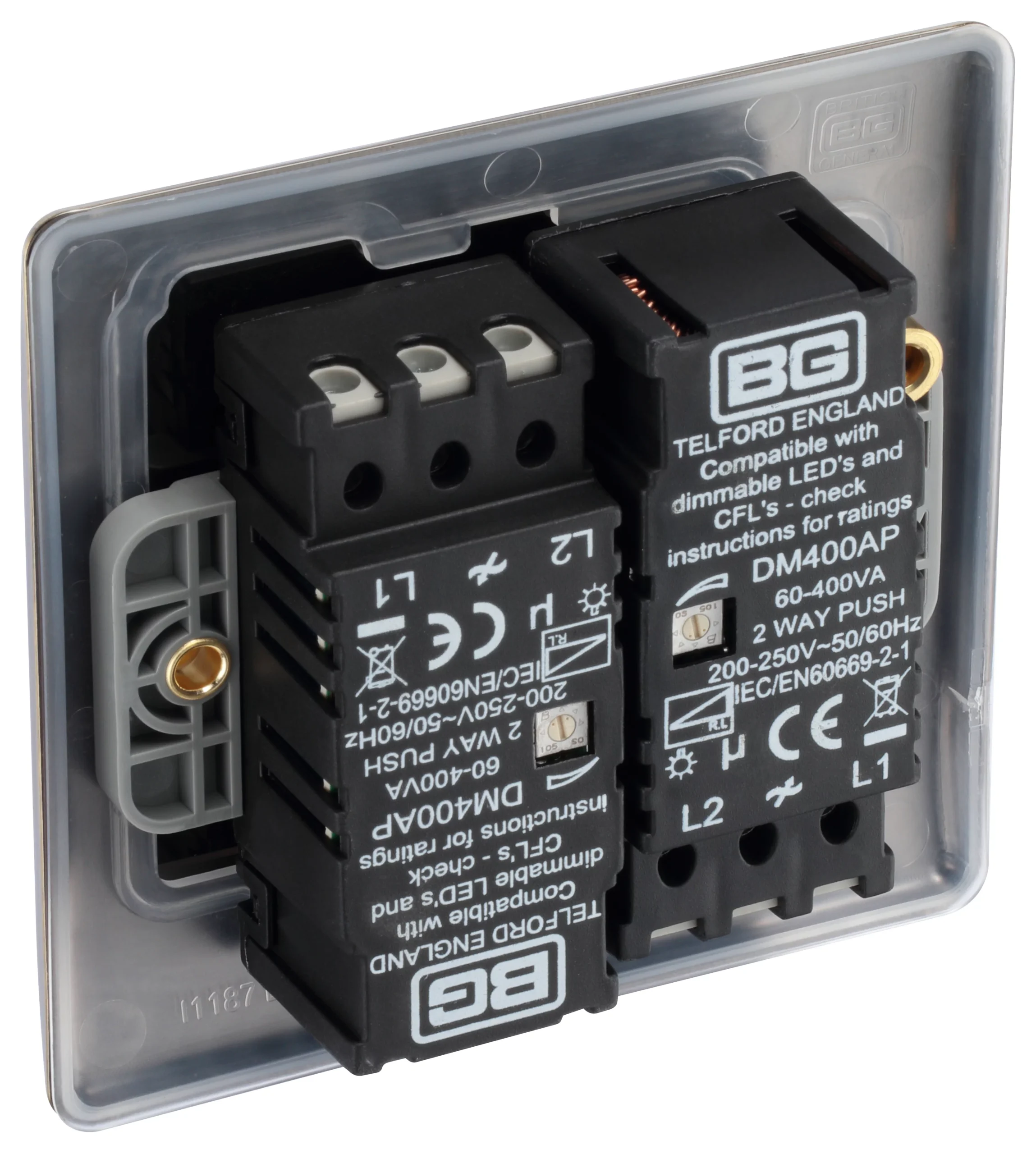 BG Antique Brass Profile Double 2 Way 400W Dimmer Switch 6 BG Antique Brass Profile Double 2 Way 400W Dimmer Switch - Image 6