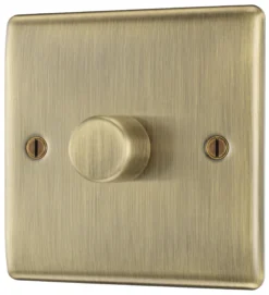 BG Antique Brass Profile Single 2 Way 400W Dimmer Switch