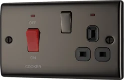 BG Black Nickel Cooker Switch & Socket With Neon & Black Inserts