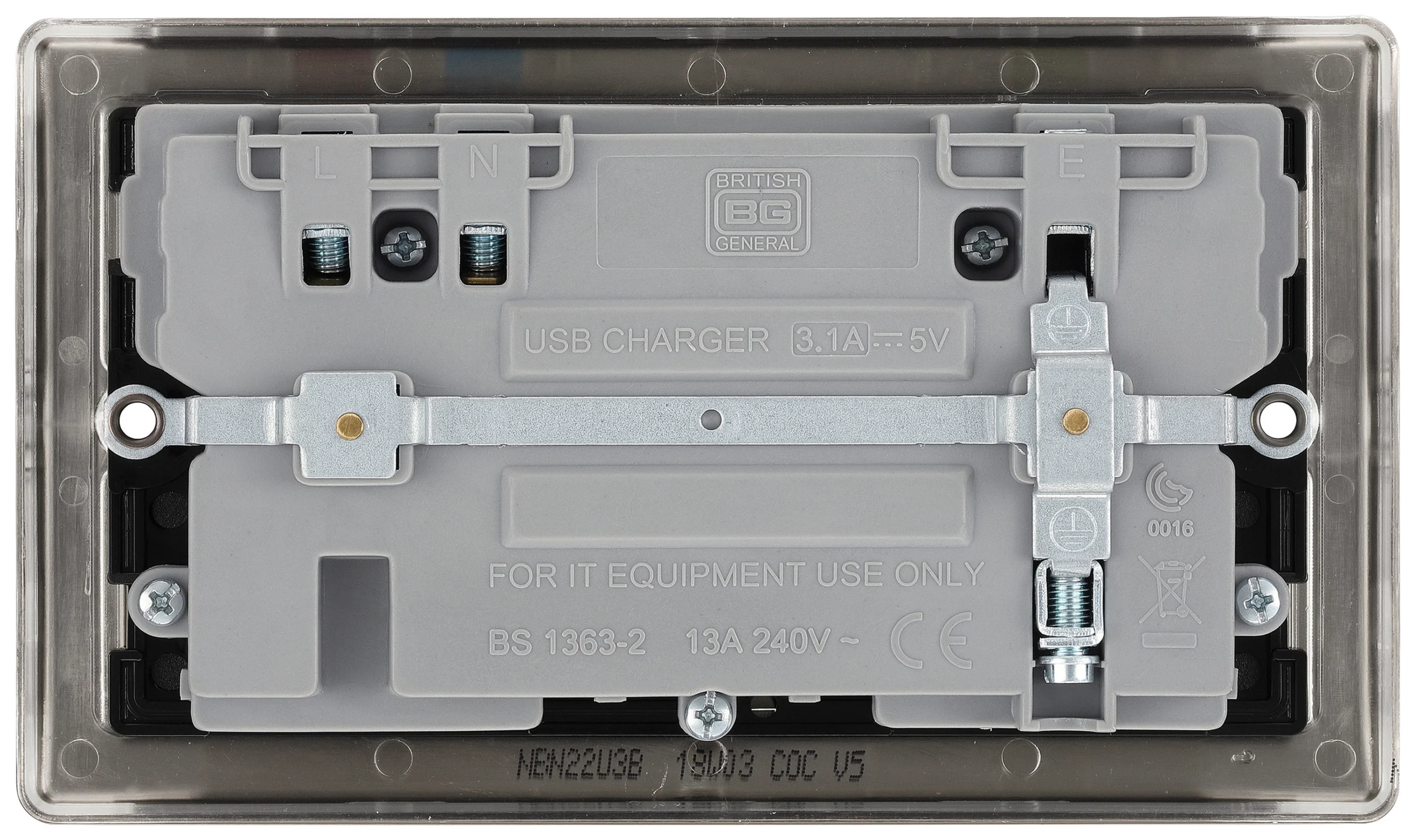 BG Black Nickel Double 13A Switched Socket With USB X2 3.1A & Black Inserts 4 BG Black Nickel Double 13A Switched Socket With USB X2 3.1A & Black Inserts - Image 4