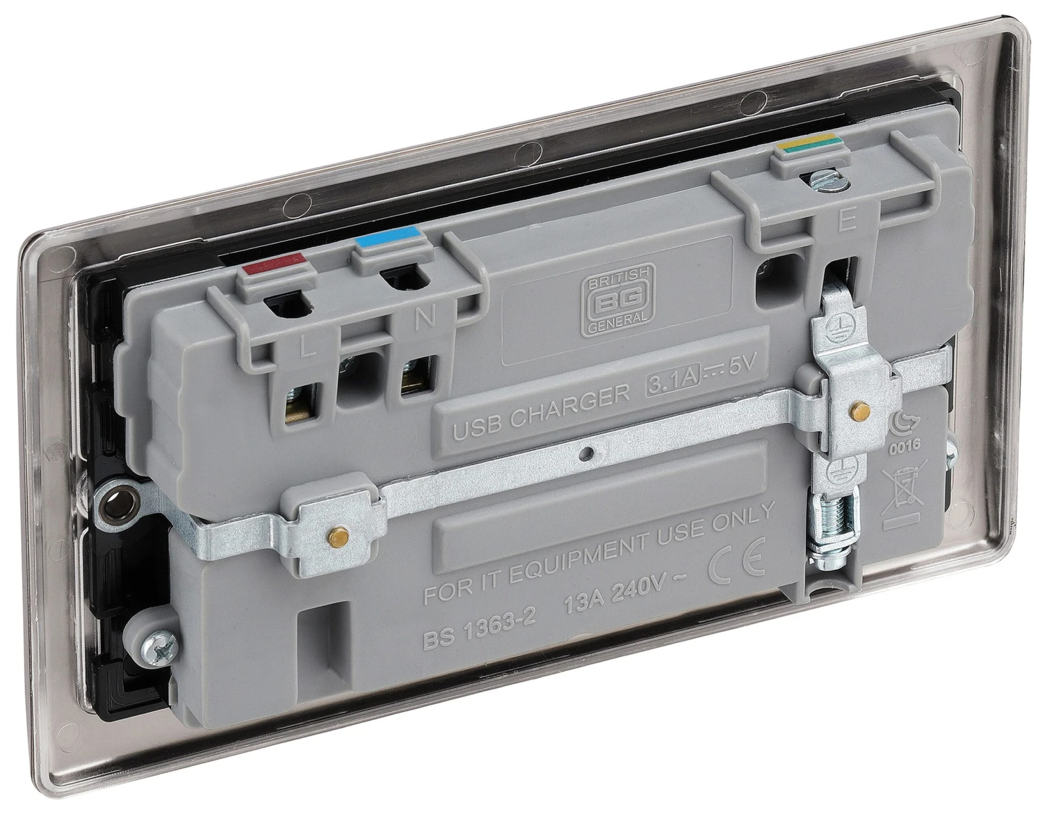 BG Black Nickel Double 13A Switched Socket With USB X2 3.1A & Black Inserts 5 BG Black Nickel Double 13A Switched Socket With USB X2 3.1A & Black Inserts - Image 5