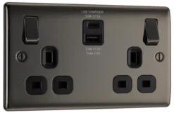 BG Black Nickel Double 13A Switched Socket With USB X2 4.2A & Black Inserts -Master Yale Shop bg black nickel double 13a switched socket with usb x2 4 2a black inserts5050765213493 03c scaled