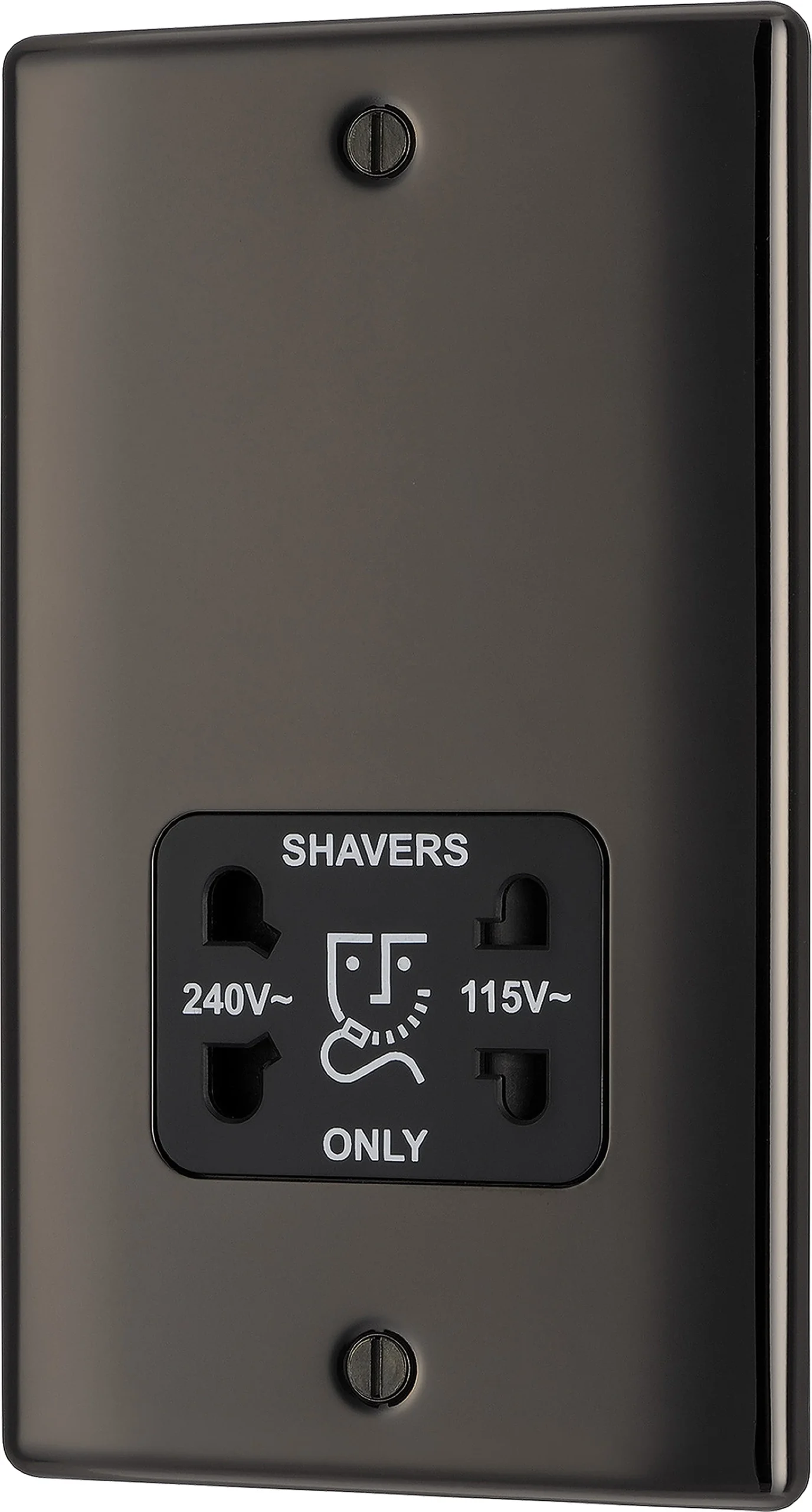 BG Black Nickel Double Screwed Shaver Socket 1 BG Black Nickel Double Screwed Shaver Socket