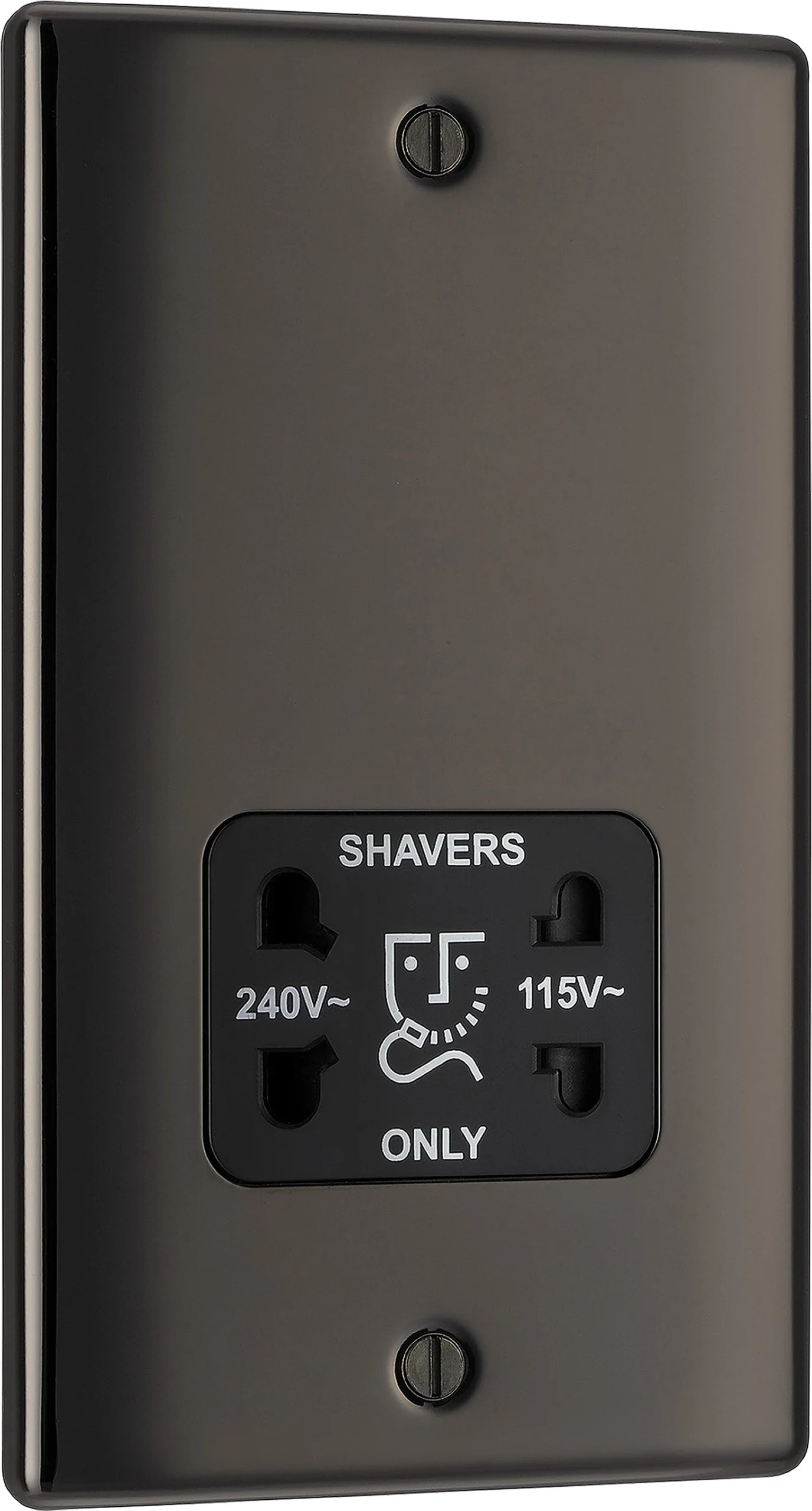 BG Black Nickel Double Screwed Shaver Socket 3 BG Black Nickel Double Screwed Shaver Socket - Image 3