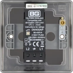 BG Black Nickel Raised Slim Profile Single 2 Way 400W Dimmer Switch -Master Yale Shop bg black nickel raised slim profile single 2 way 400w dimmer switch5050765213141 04c