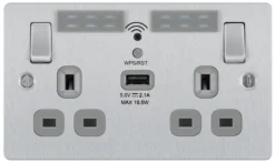 BG Brushed Steel 13A Flat Switched Double WiFi Extender Socket With USB -Master Yale Shop bg brushed steel 13a flat switched double wifi extender socket with usb5050765212984 02c scaled