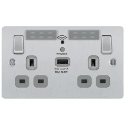 BG Brushed Steel 13A Flat Switched Double WiFi Extender Socket With USB -Master Yale Shop bg brushed steel 13a flat switched double wifi extender socket with usb5050765212984 02c bq scaled