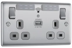 BG Brushed Steel 13A Raised Slim Switched Double WiFi Extender Socket With USB -Master Yale Shop bg brushed steel 13a raised slim switched double wifi extender socket with usb5050765213516 03c scaled