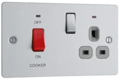BG Brushed Steel Cooker Switch & Socket With Neon & Grey Inserts -Master Yale Shop bg brushed steel cooker switch socket with neon grey inserts5050765005906 03c bq scaled