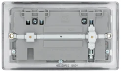 BG Brushed Steel Double 13A Switched Socket With USB X2 4.2A & Grey Inserts -Master Yale Shop bg brushed steel double 13a switched socket with usb x2 4 2a grey inserts5050765213509 04c scaled