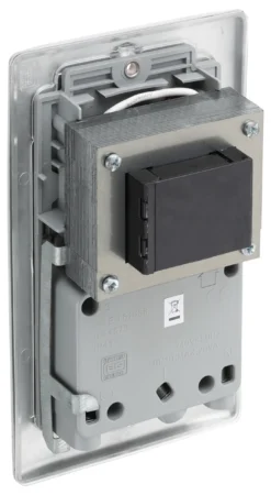 BG Brushed Steel Double Screwed Shaver Socket -Master Yale Shop bg brushed steel double screwed shaver socket5050765213189 21c scaled