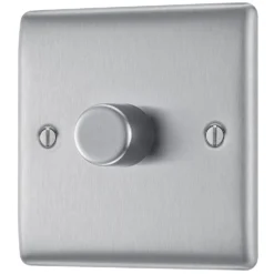 BG Brushed Steel Profile Single 2 Way 400W Dimmer Switch