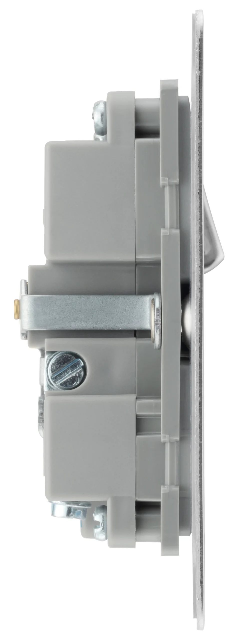 BG Brushed Steel Single 13A Switched Socket With USB X2 & Grey Inserts 4 BG Brushed Steel Single 13A Switched Socket With USB X2 & Grey Inserts - Image 4