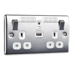 BG Chrome 13A Raised Slim Switched Double WiFi Extender Socket With USB -Master Yale Shop bg chrome 13a raised slim switched double wifi extender socket with usb5050765214179 03c scaled