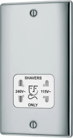 BG Chrome Double Screwed Shaver Socket