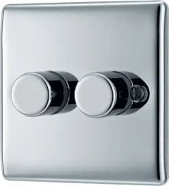 BG Chrome Raised Slim Profile Double 2 Way 400W Dimmer Switch