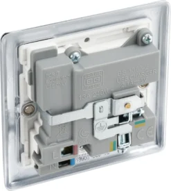 BG Chrome Single 13A Switched Socket With USB X2 & White Inserts -Master Yale Shop bg chrome single 13a switched socket with usb x2 white inserts5050765117333 21c scaled