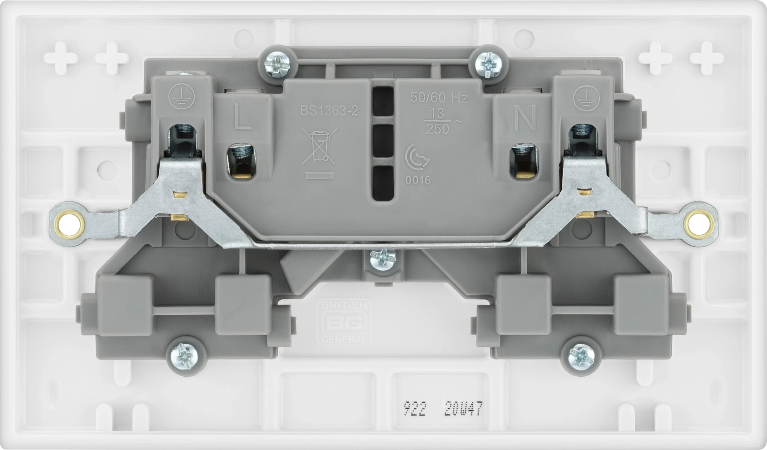 BG Double 13A Switched Socket & White Inserts, Pack Of 5 4 BG Double 13A Switched Socket & White Inserts, Pack Of 5 - Image 4