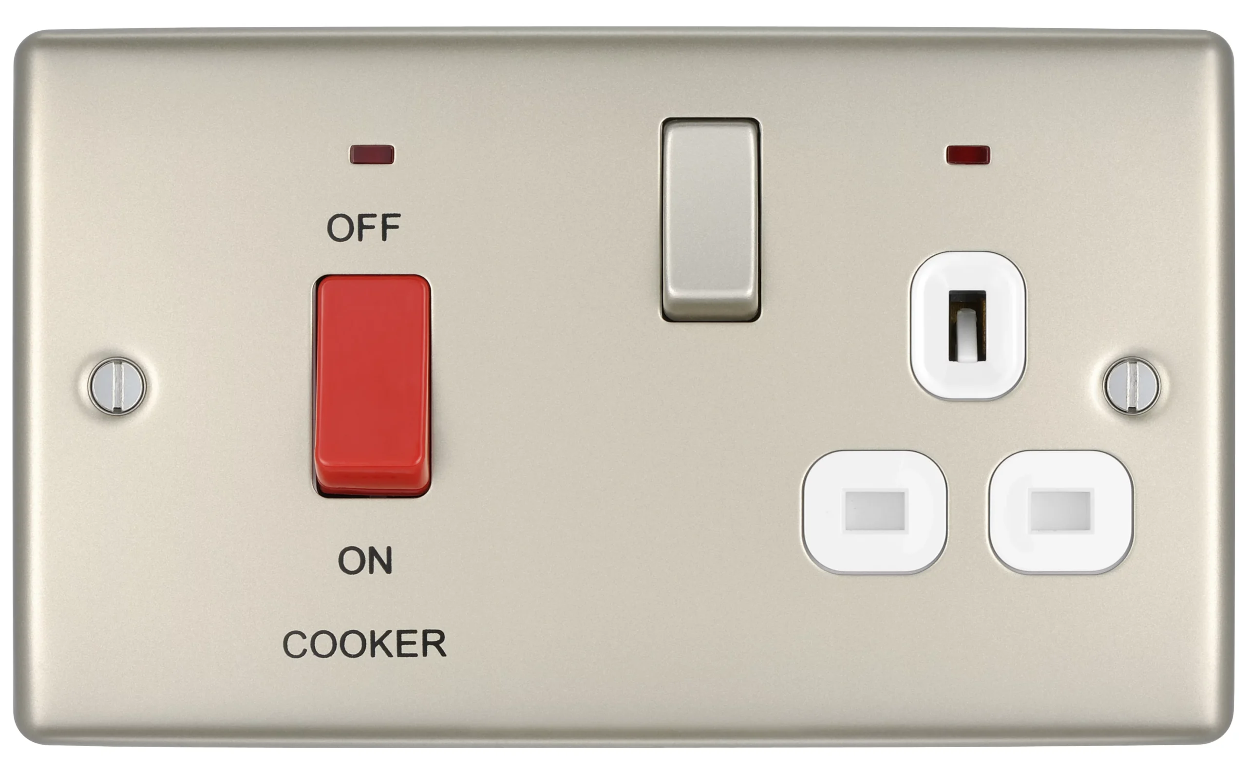 BG Nickel Cooker Switch & Socket With Neon & White Inserts 2 BG Nickel Cooker Switch & Socket With Neon & White Inserts - Image 2