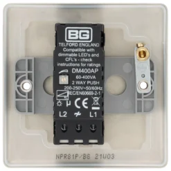 BG Nickel Raised Slim Profile Single 2 Way 400W Dimmer Switch -Master Yale Shop bg nickel raised slim profile single 2 way 400w dimmer switch5050765213462 04c scaled