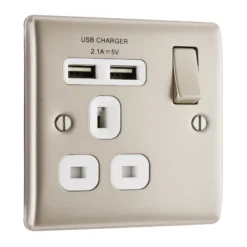 BG Nickel Single 13A Switched Socket With USB X2 & White Inserts -Master Yale Shop bg nickel single 13a switched socket with usb x2 white inserts5050765114288 03c bq