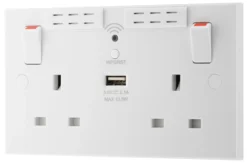 BG White 13A Raised Square Switched Double WiFi Extender Socket With USB