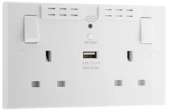 BG White 13A Raised Square Switched Double WiFi Extender Socket With USB -Master Yale Shop bg white 13a raised square switched double wifi extender socket with usb5050765154581 03c scaled