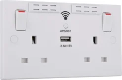 BG White 13A Raised Square Switched Double WiFi Extender Socket With USB -Master Yale Shop bg white 13a raised square switched double wifi extender socket with usb5050765154581 03c bq scaled