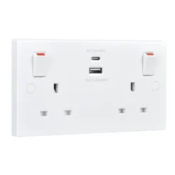 BG White Double 13A Switched Socket With USB X2 4.2A & White Inserts -Master Yale Shop bg white double 13a switched socket with usb x2 4 2a white inserts5050765171335 03c bq scaled