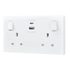 BG White Double 13A Switched Socket With USB X2 4.2A & White Inserts -Master Yale Shop bg white double 13a switched socket with usb x2 4 2a white inserts5050765171335 21c bq scaled