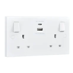 BG White Double 13A Switched Socket With USB X2 4.2A & White Inserts -Master Yale Shop bg white double 13a switched socket with usb x2 4 2a white inserts5050765171335 22c bq scaled