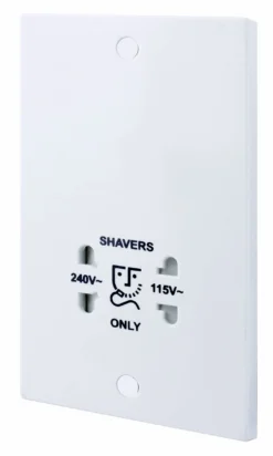 BG White Double Screwed Shaver Socket