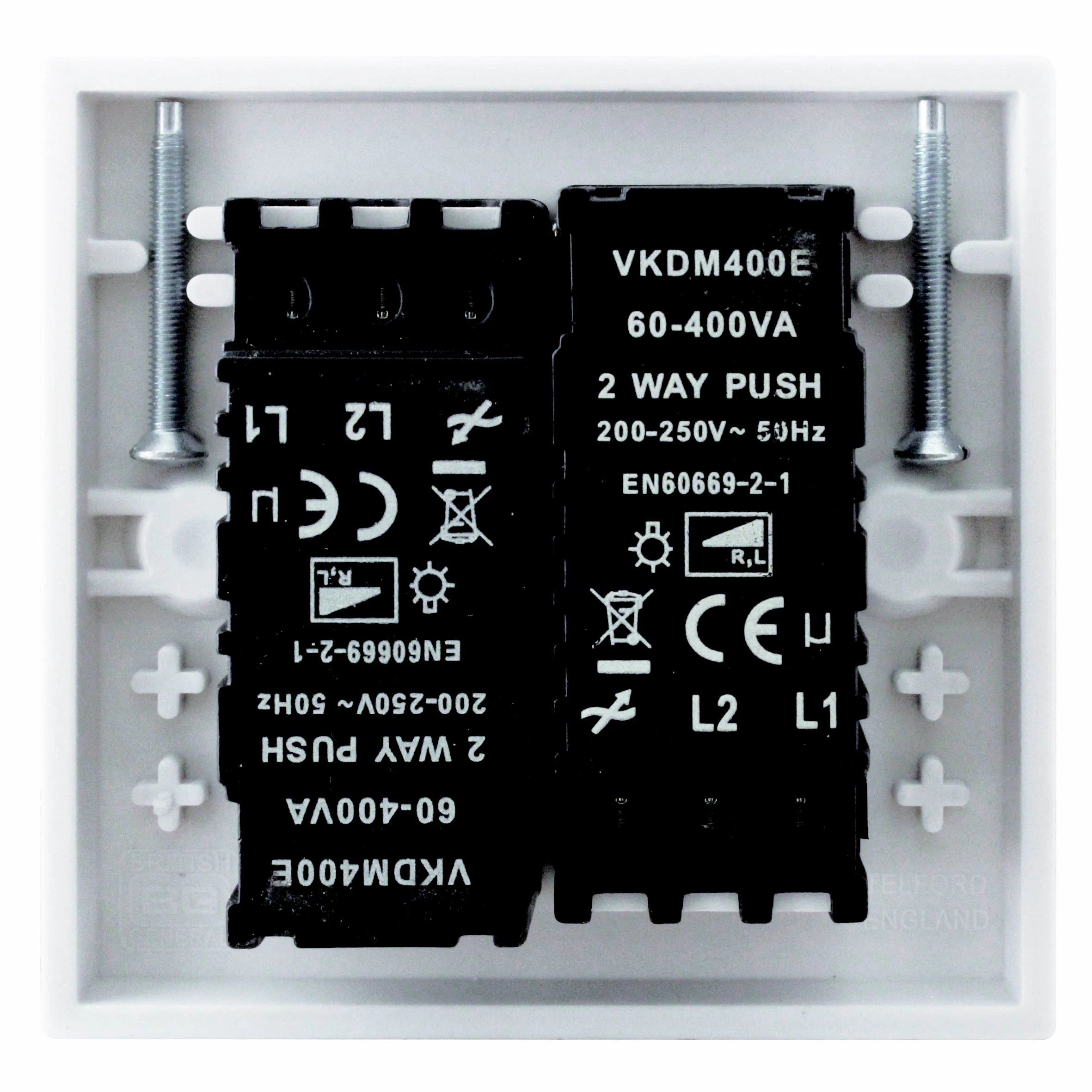 BG White Profile Double 2 Way 400W Dimmer Switch 4 BG White Profile Double 2 Way 400W Dimmer Switch - Image 4