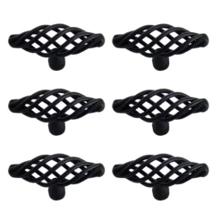 Black Steel Cage Furniture Knob, Pack Of 6