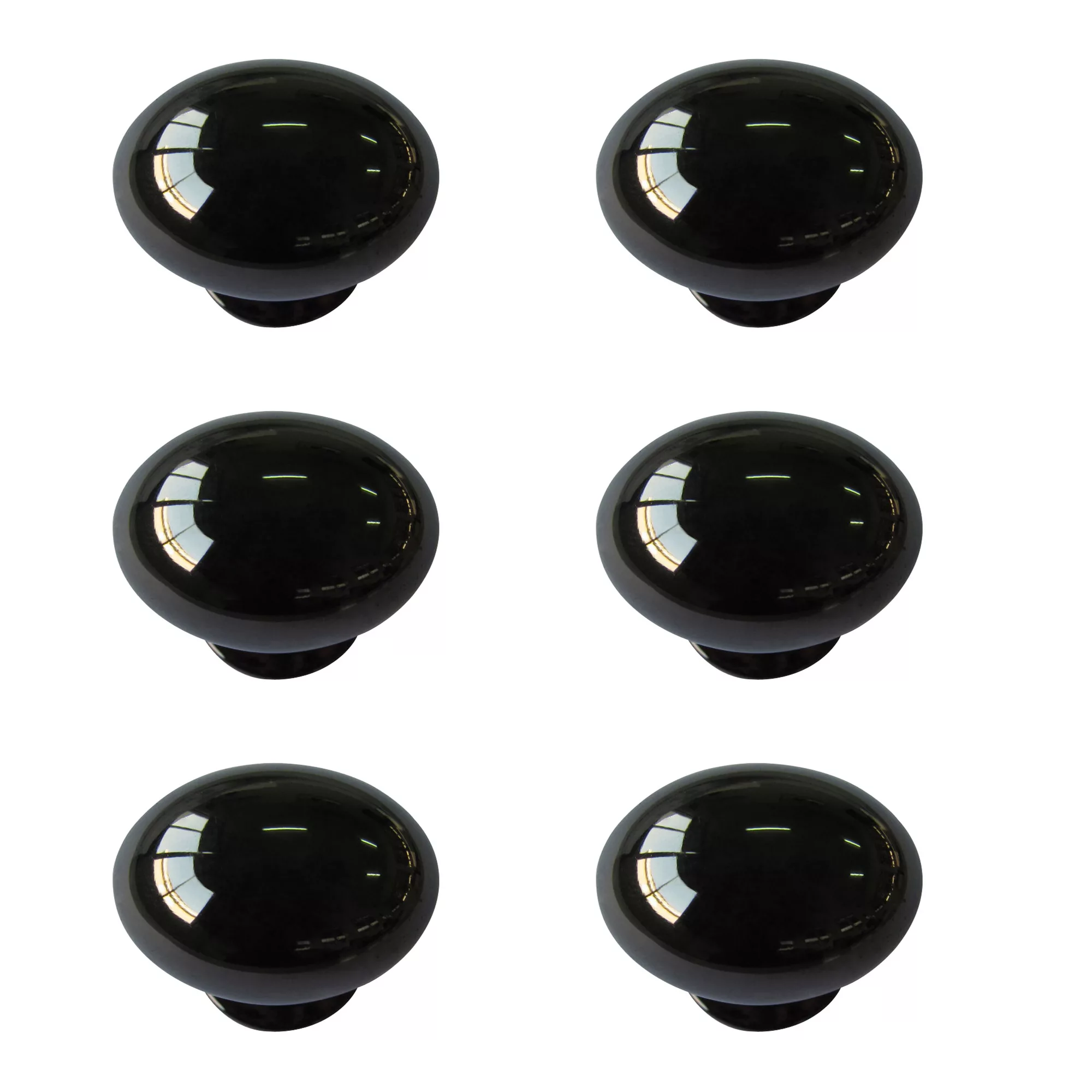 Black Zinc Alloy Nickel Effect Oval Furniture Knob (Dia)35mm, Pack Of 6 1 Black Zinc Alloy Nickel Effect Oval Furniture Knob (Dia)35mm, Pack Of 6