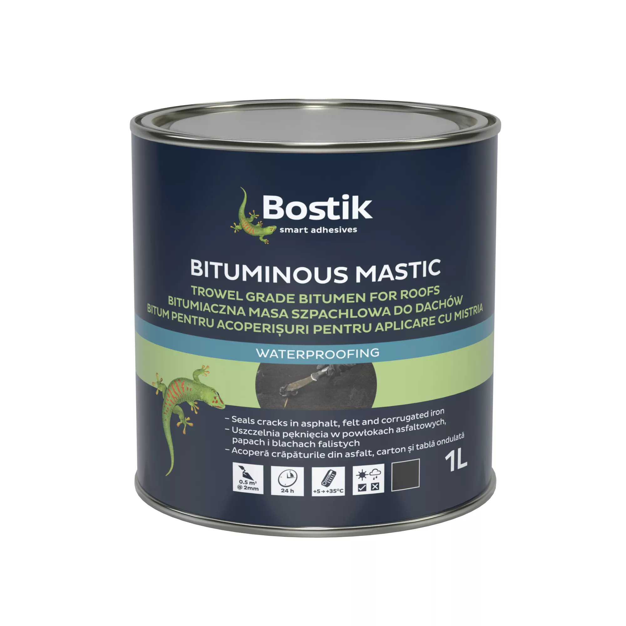 Bostik Black Bituminous Mastic, 1L 1 Bostik Black Bituminous Mastic, 1L