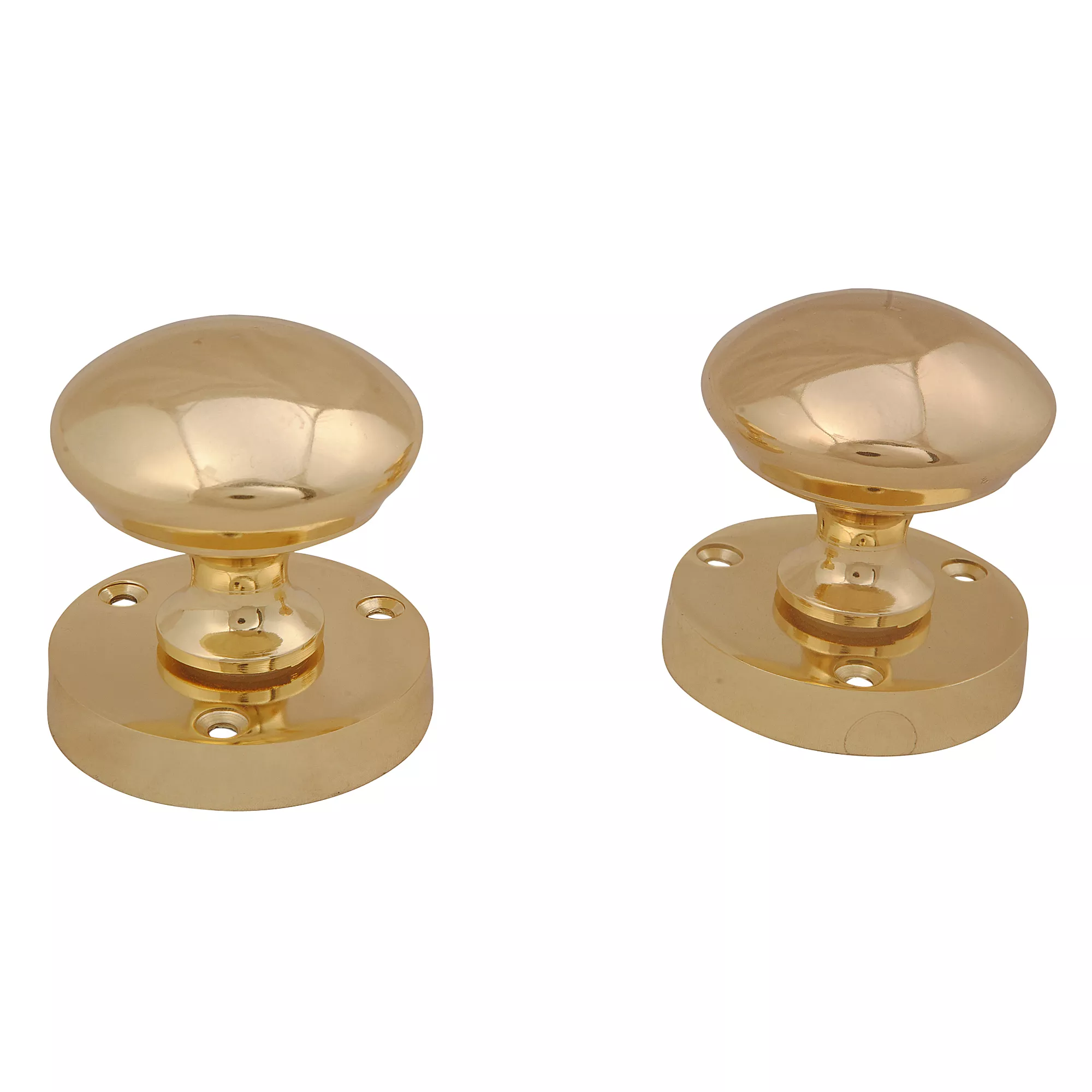 Brass Effect Zamac Round Door Knob (Dia)53mm, Pair 1 Brass Effect Zamac Round Door Knob (Dia)53mm, Pair