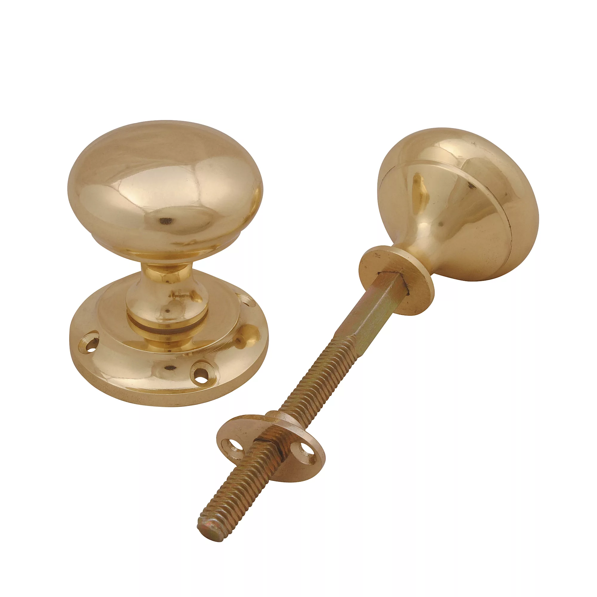 Brass Effect Zamac Round Door Knob (Dia)54mm, Pair 1 Brass Effect Zamac Round Door Knob (Dia)54mm, Pair