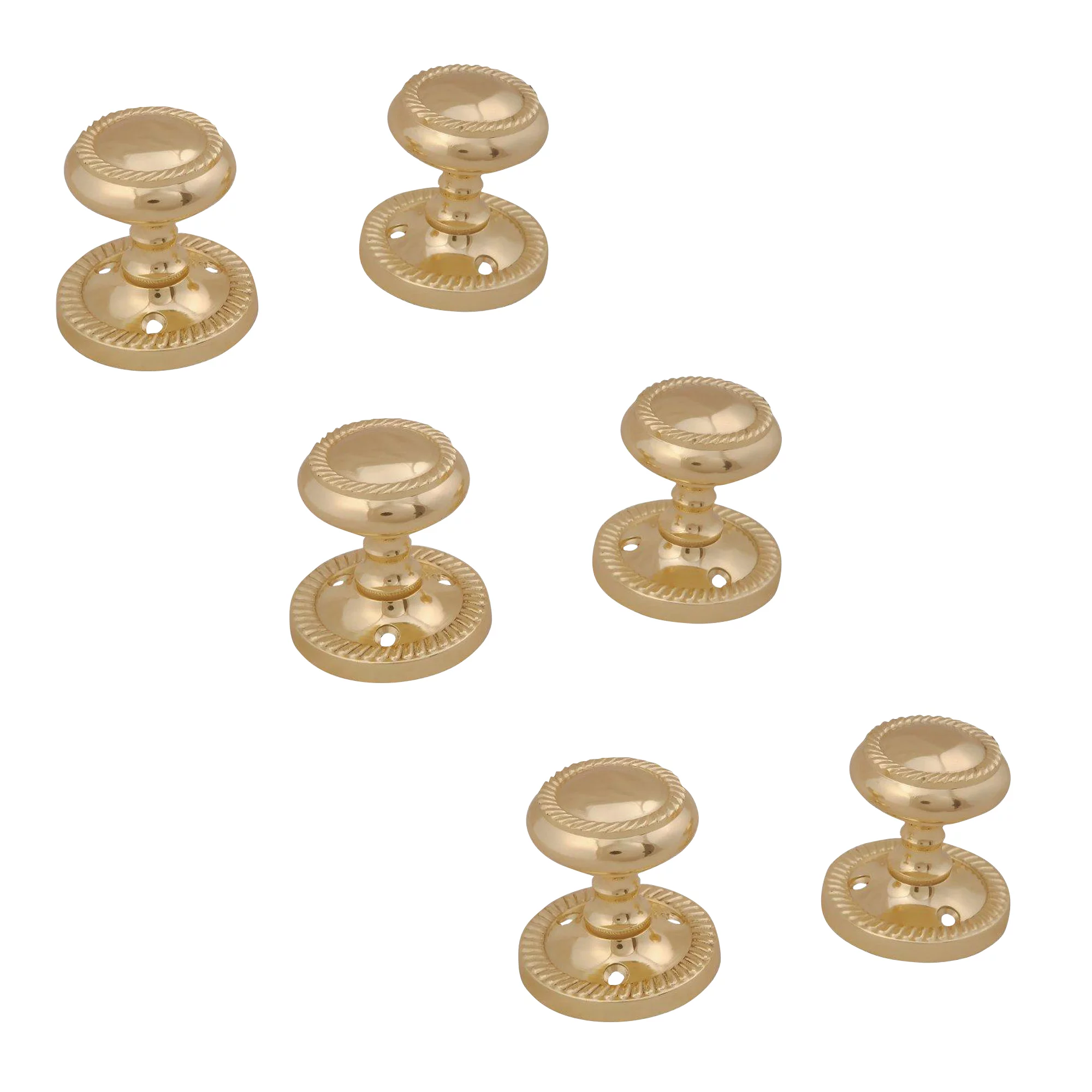 Brass Effect Zamac Round Internal Door Knob (Dia)49mm, Pack Of 3 2 Brass Effect Zamac Round Internal Door Knob (Dia)49mm, Pack Of 3 - Image 2