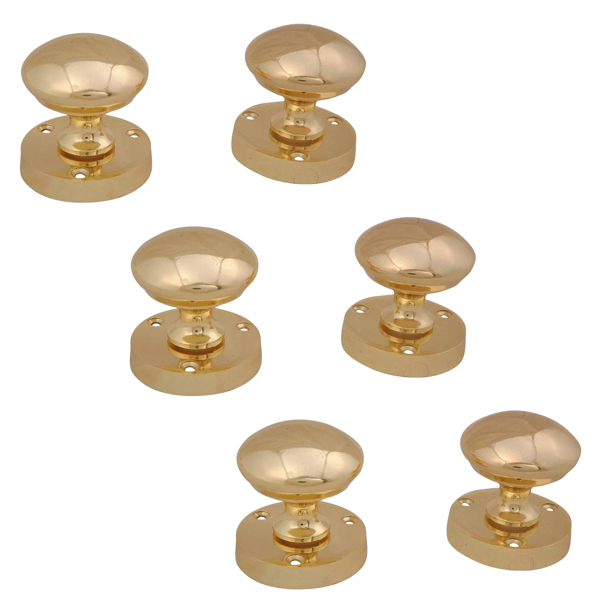 Brass Effect Zamac Round Internal Door Knob (Dia)54mm, Pack Of 3 1 Brass Effect Zamac Round Internal Door Knob (Dia)54mm, Pack Of 3
